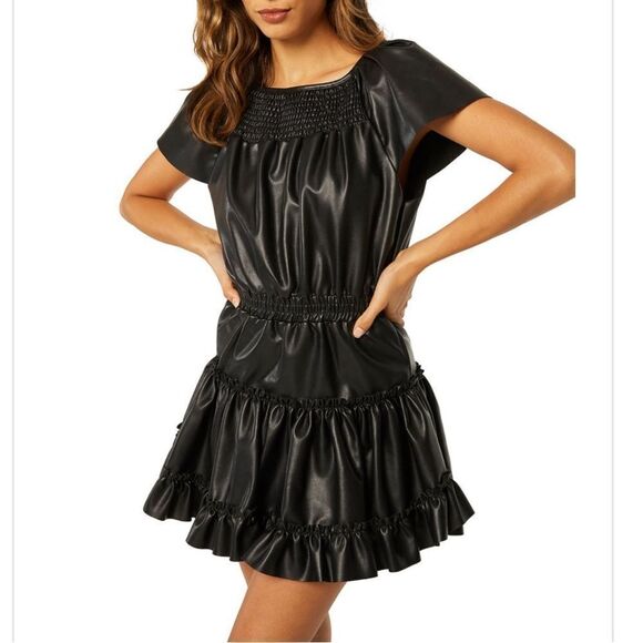 NWT Misa Vegan Leather Severine Dress In Black XS Revolve - Picture 8 of 16